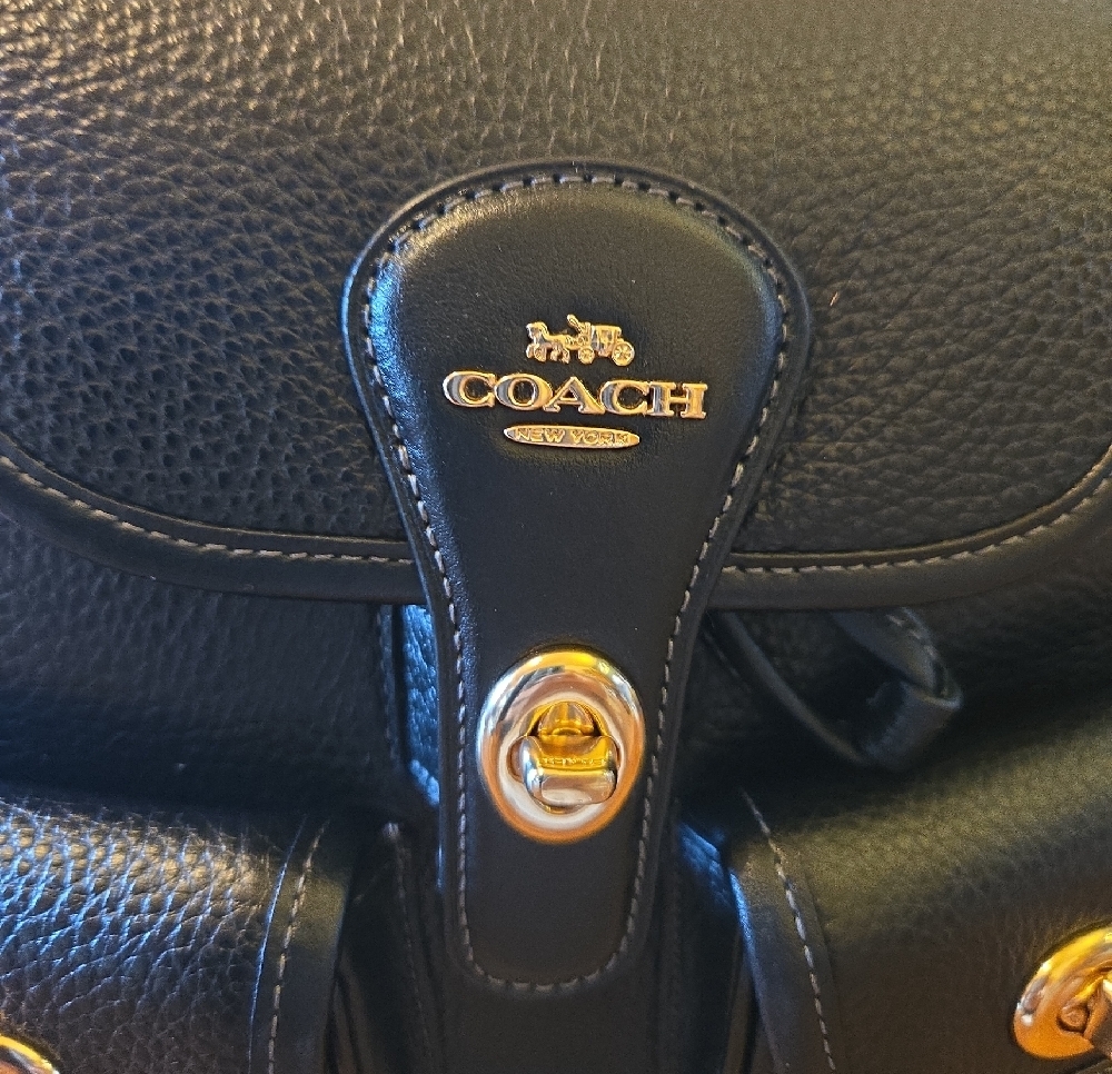 Coach Black Pebbled Leather Mini Backpack with Gold Hardware - Picture 3 of 10